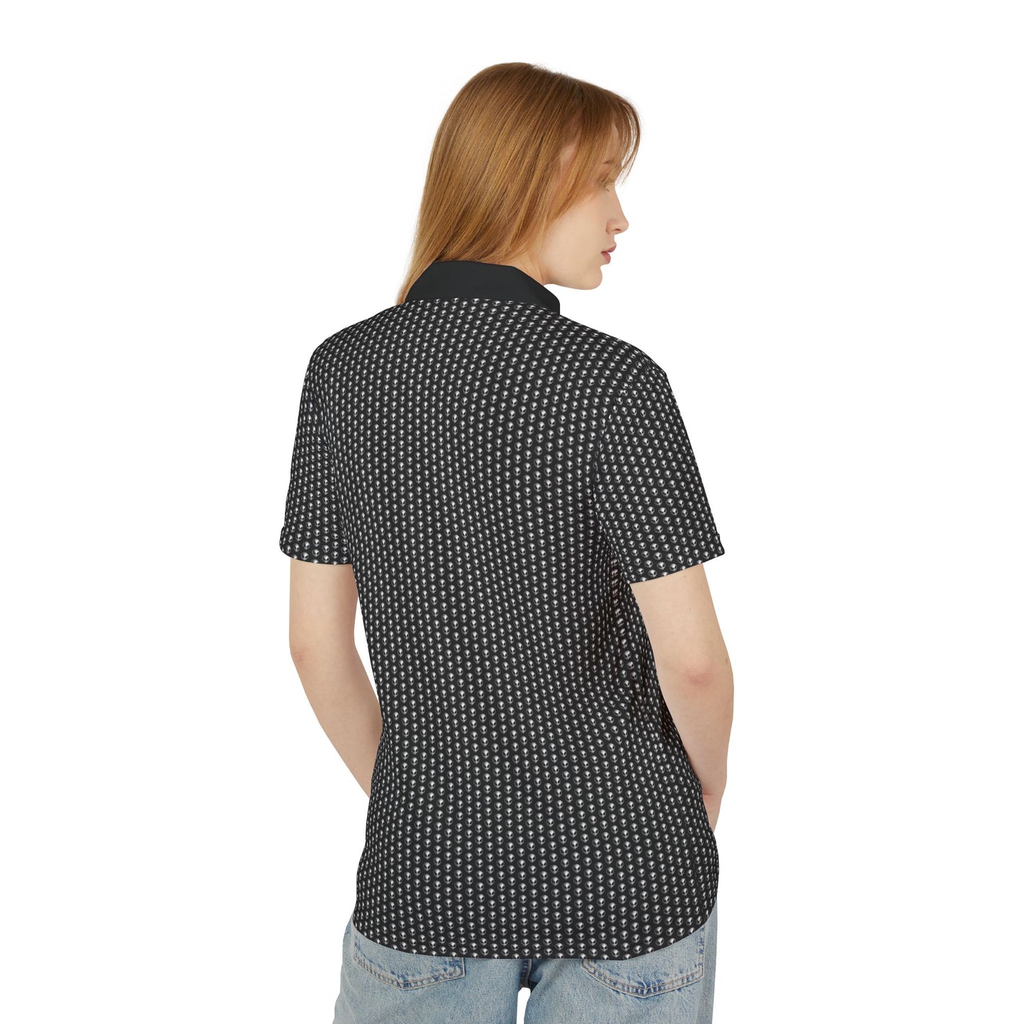 Into The Unknown Alien Golf Polo Shirt Silver/Black