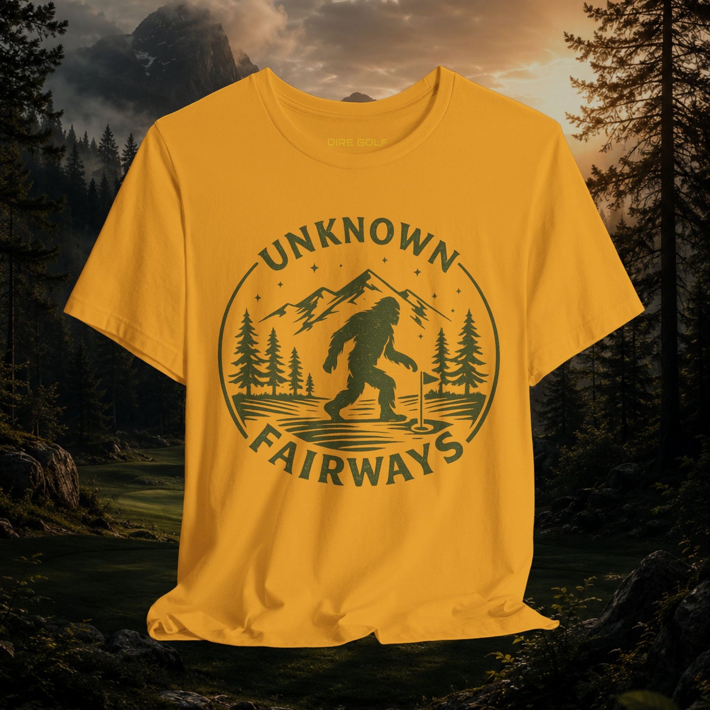 Unknown Fairways Bigfoot T‑Shirt — Outdoor Mystery Course Tee