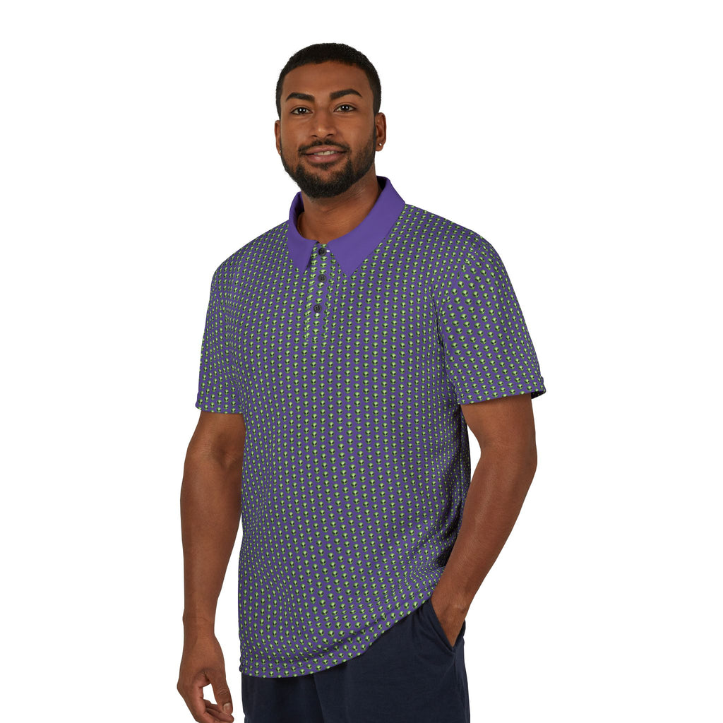 Into The Unknown Alien Golf Polo Shirt Green/Purple
