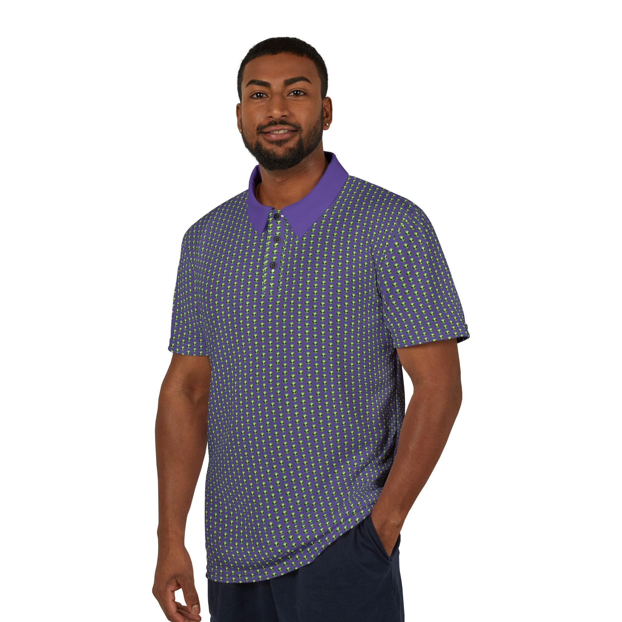 Into The Unknown Alien Golf Polo Shirt Green/Purple
