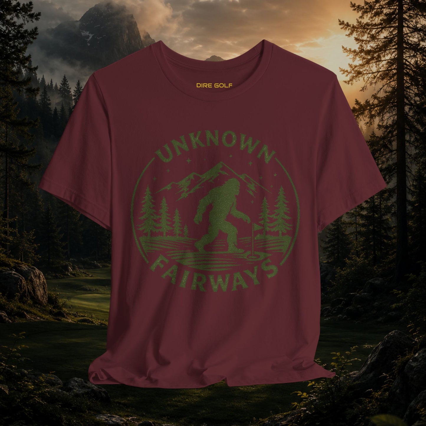 Unknown Fairways Bigfoot T‑Shirt — Outdoor Mystery Course Tee