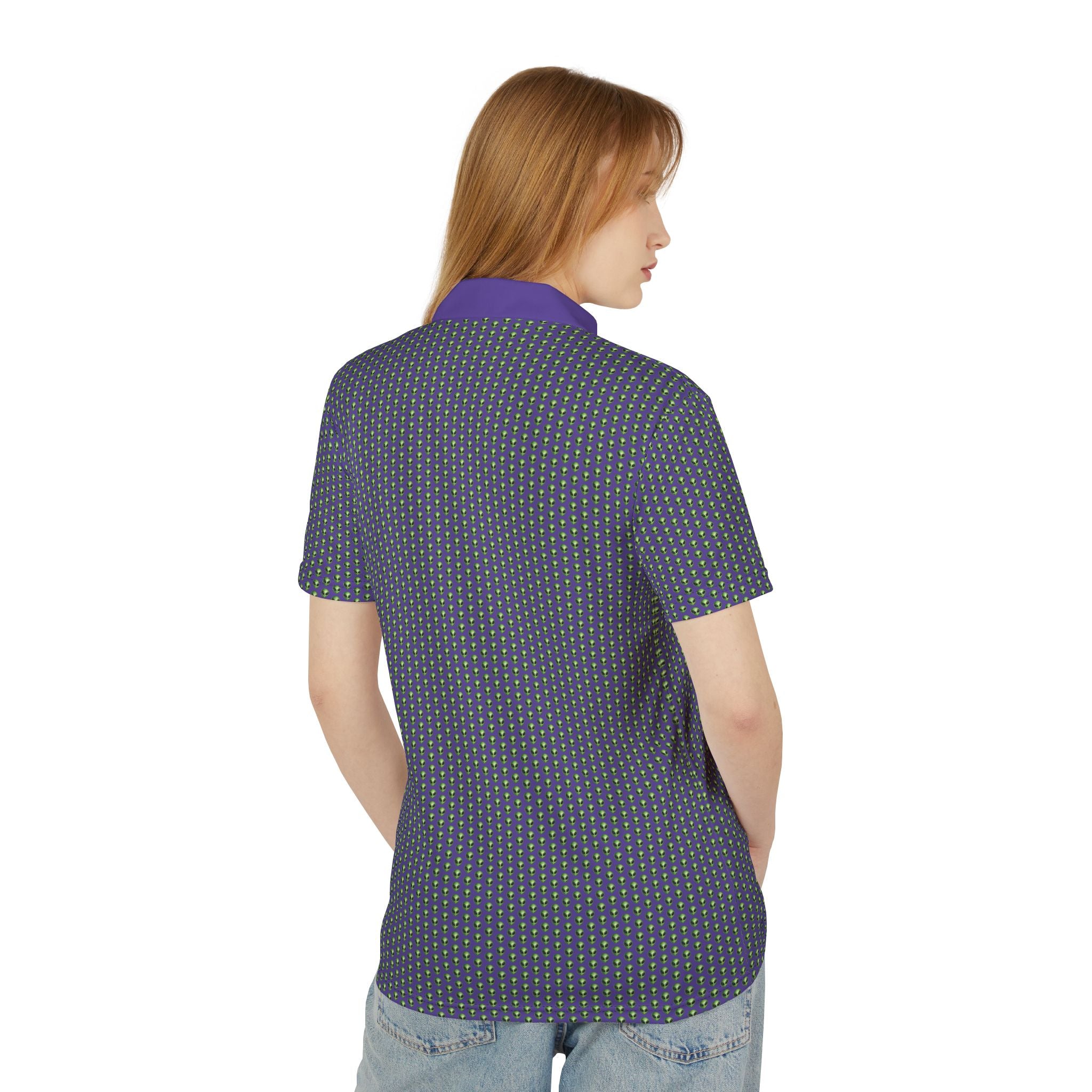 Into The Unknown Alien Golf Polo Shirt Green/Purple