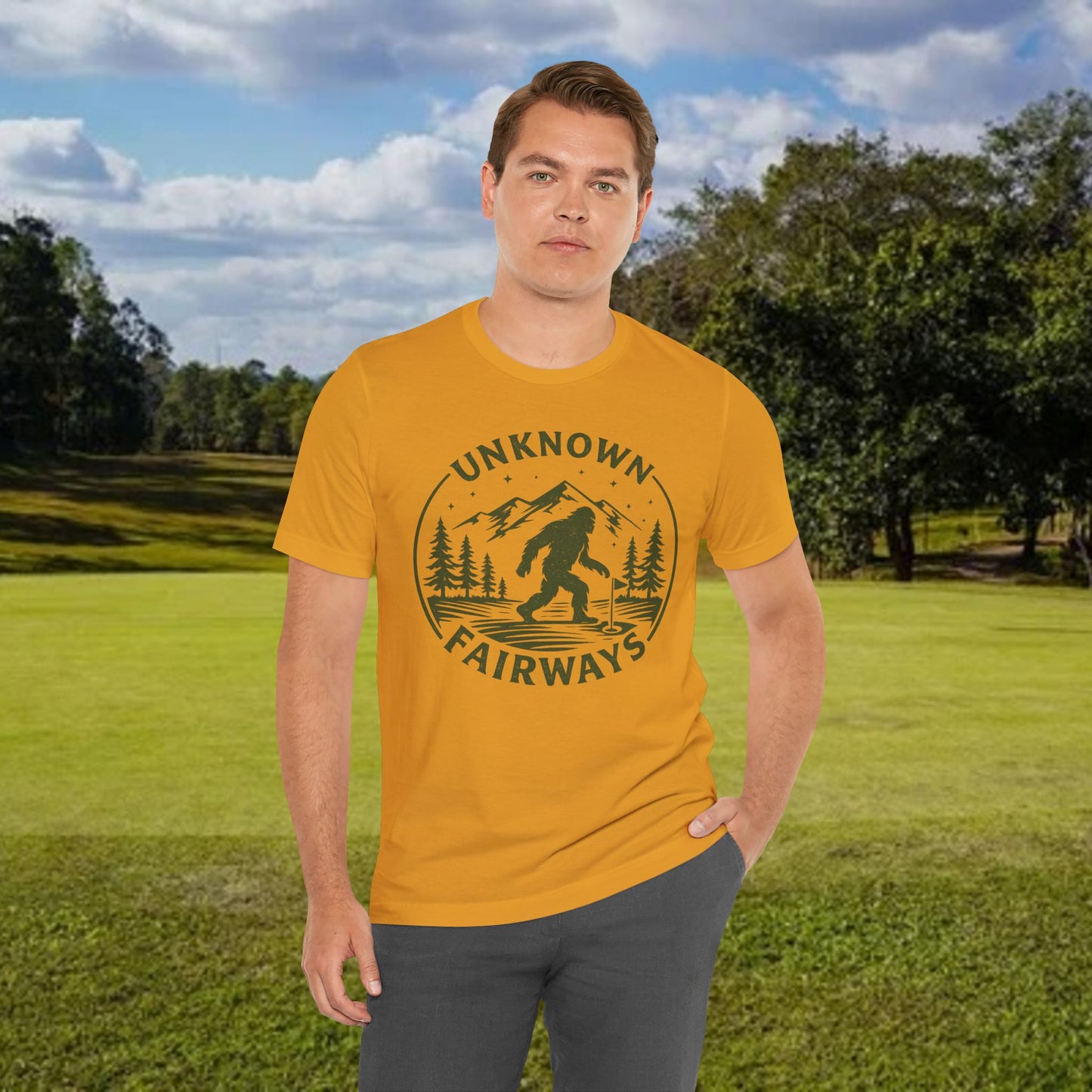 Unknown Fairways Bigfoot T‑Shirt — Outdoor Mystery Course Tee