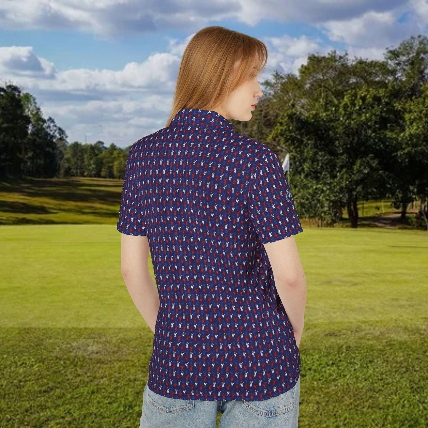 First to the Moon Patriotic Astronaut Performance Golf Polo