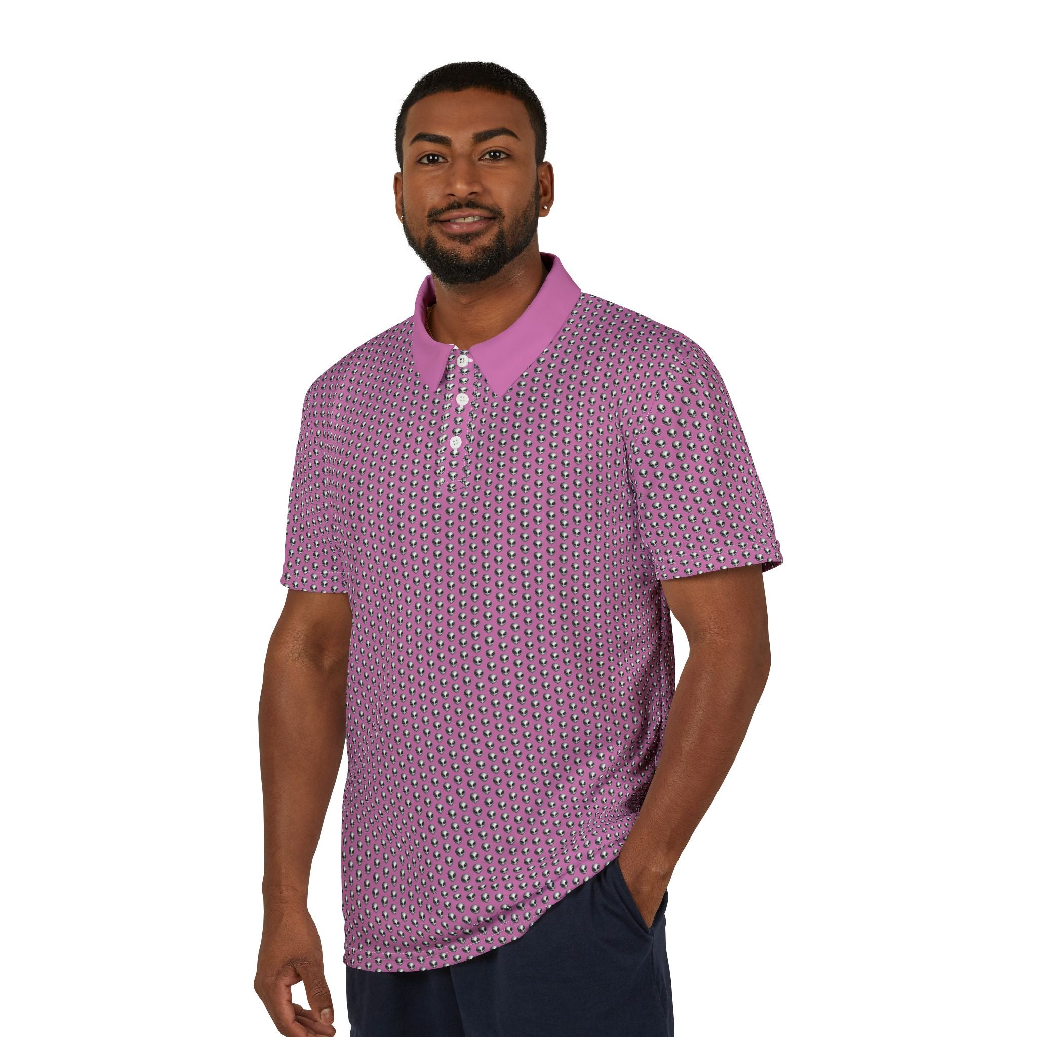 Copy of Into The Unknown Alien Golf Polo Shirt Silver/Teal