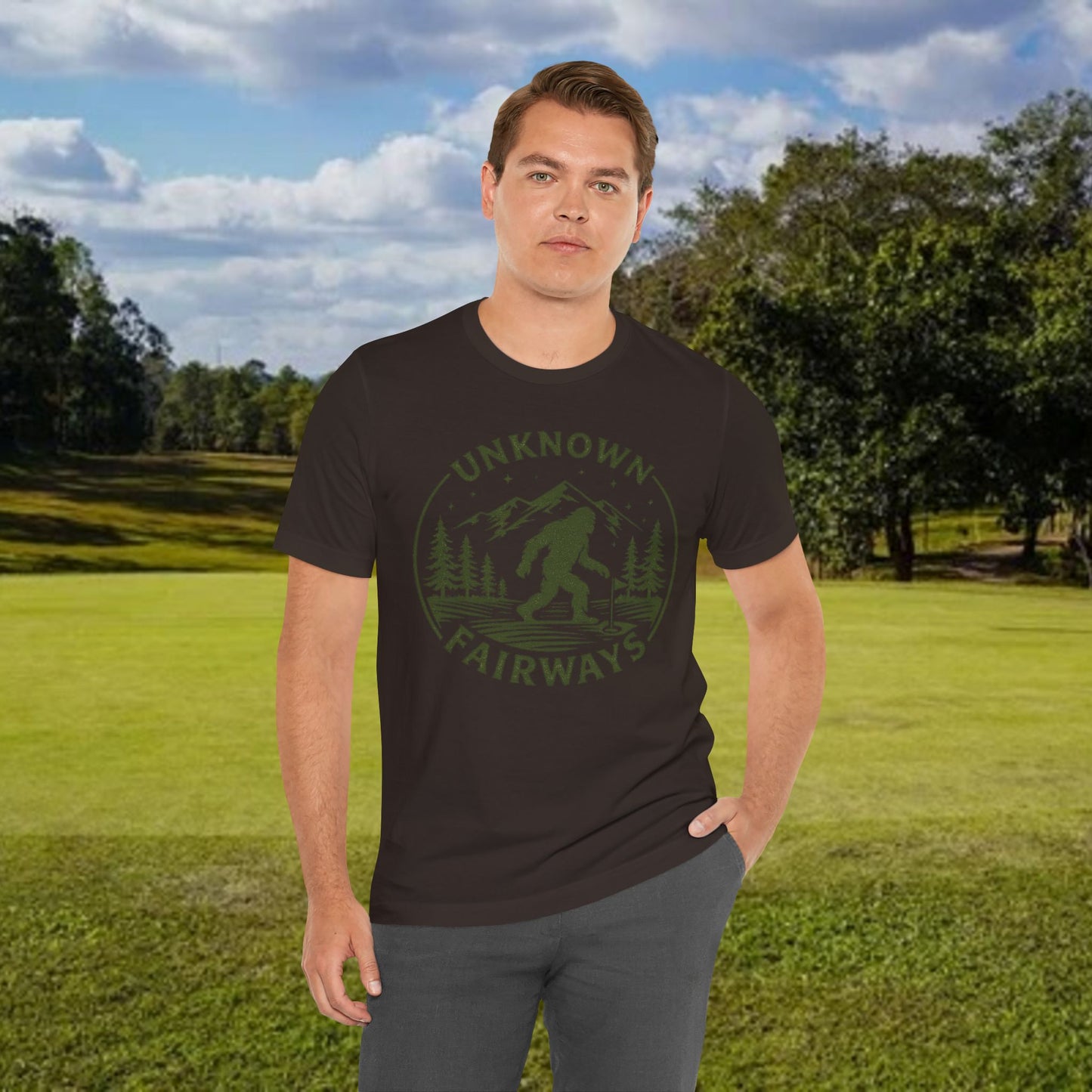 Unknown Fairways Bigfoot T‑Shirt — Outdoor Mystery Course Tee