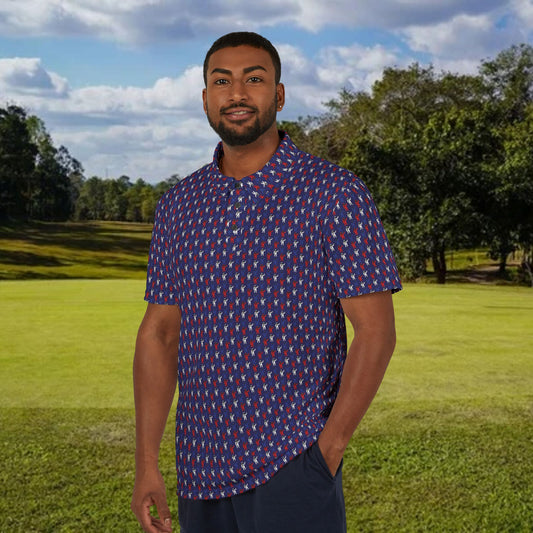 First to the Moon Patriotic Astronaut Performance Golf Polo