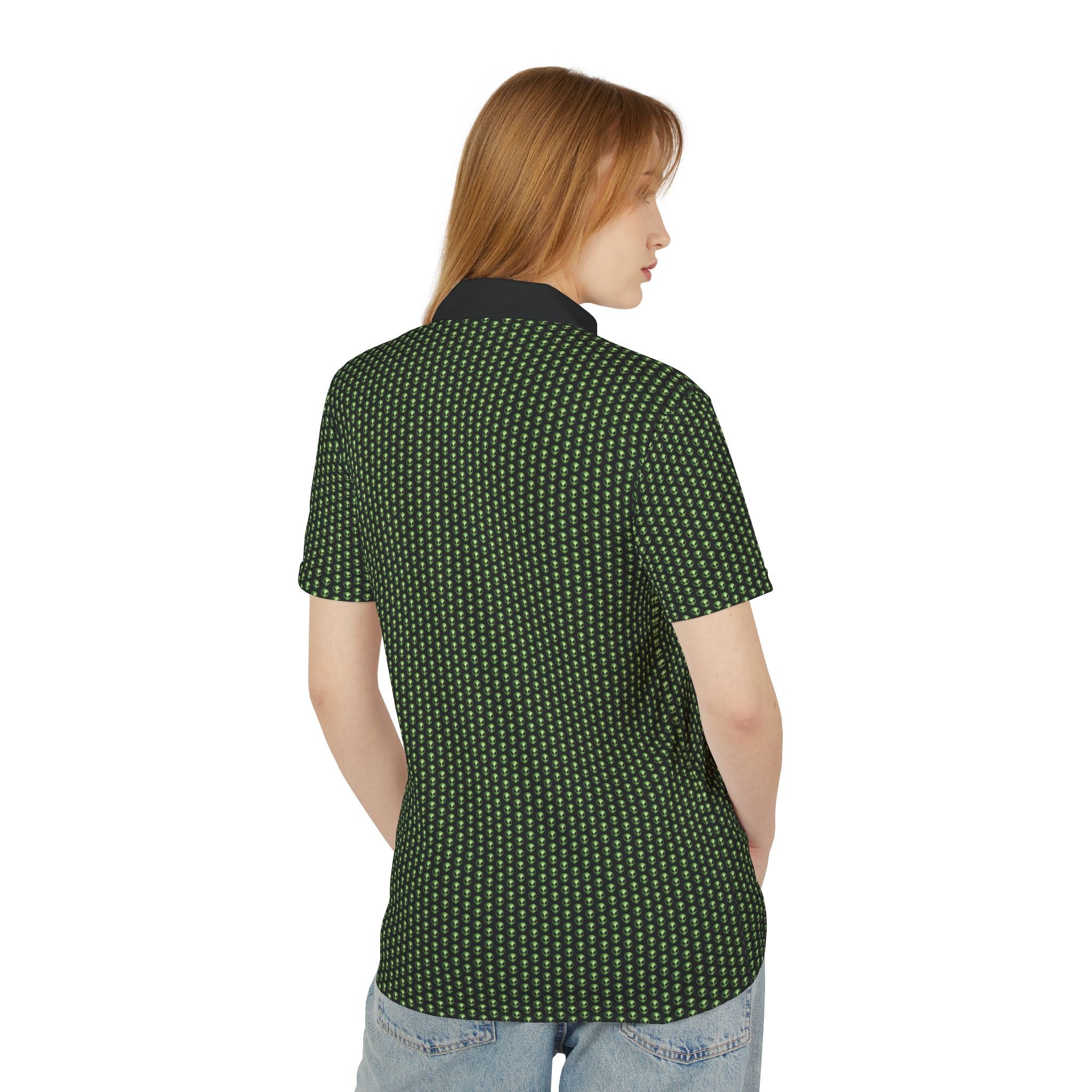 Into The Unknown Alien Golf Polo Shirt Green/Black
