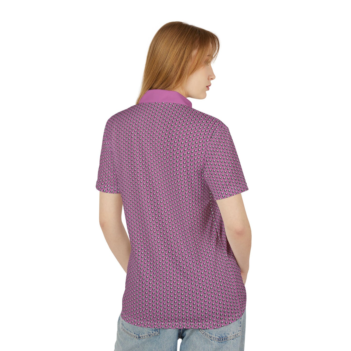 Into The Unknown Alien Golf Polo Shirt Silver/Pink