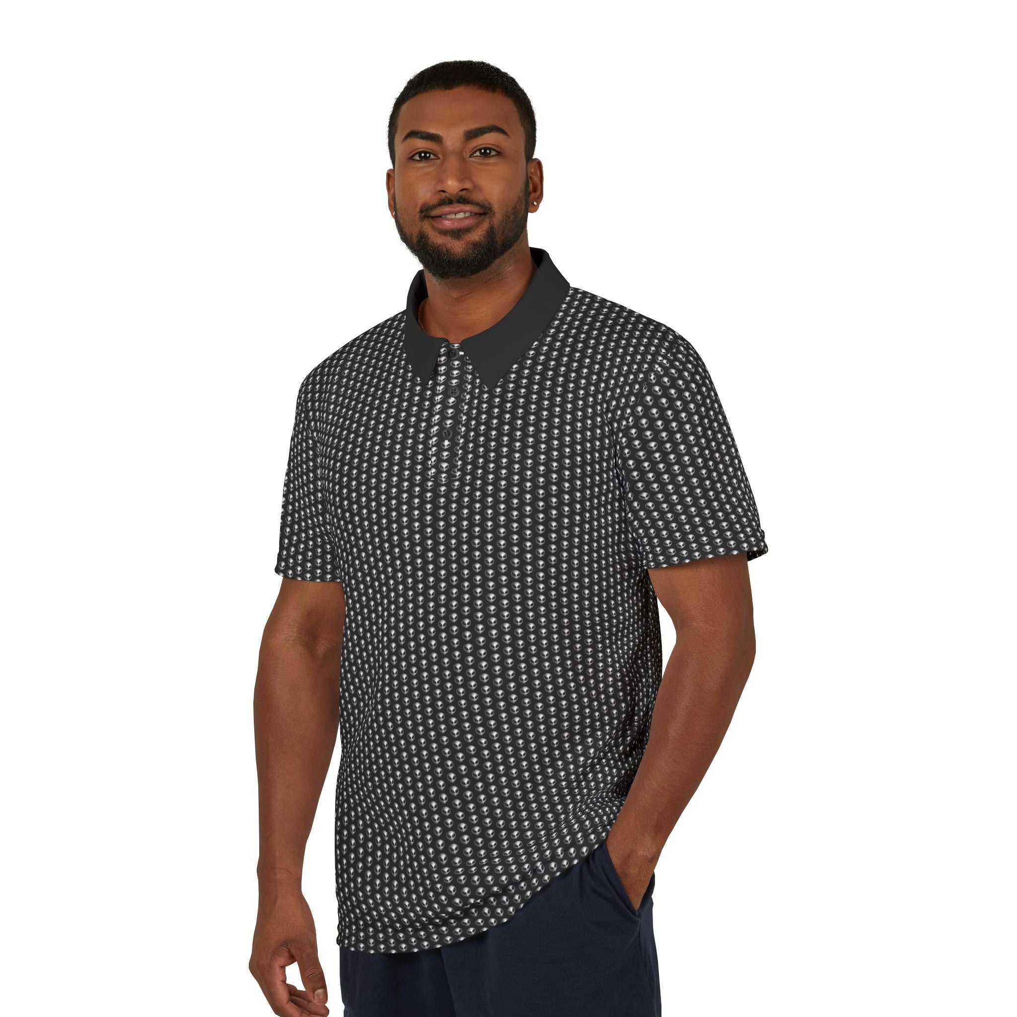 Into The Unknown Alien Golf Polo Shirt Silver/Teal