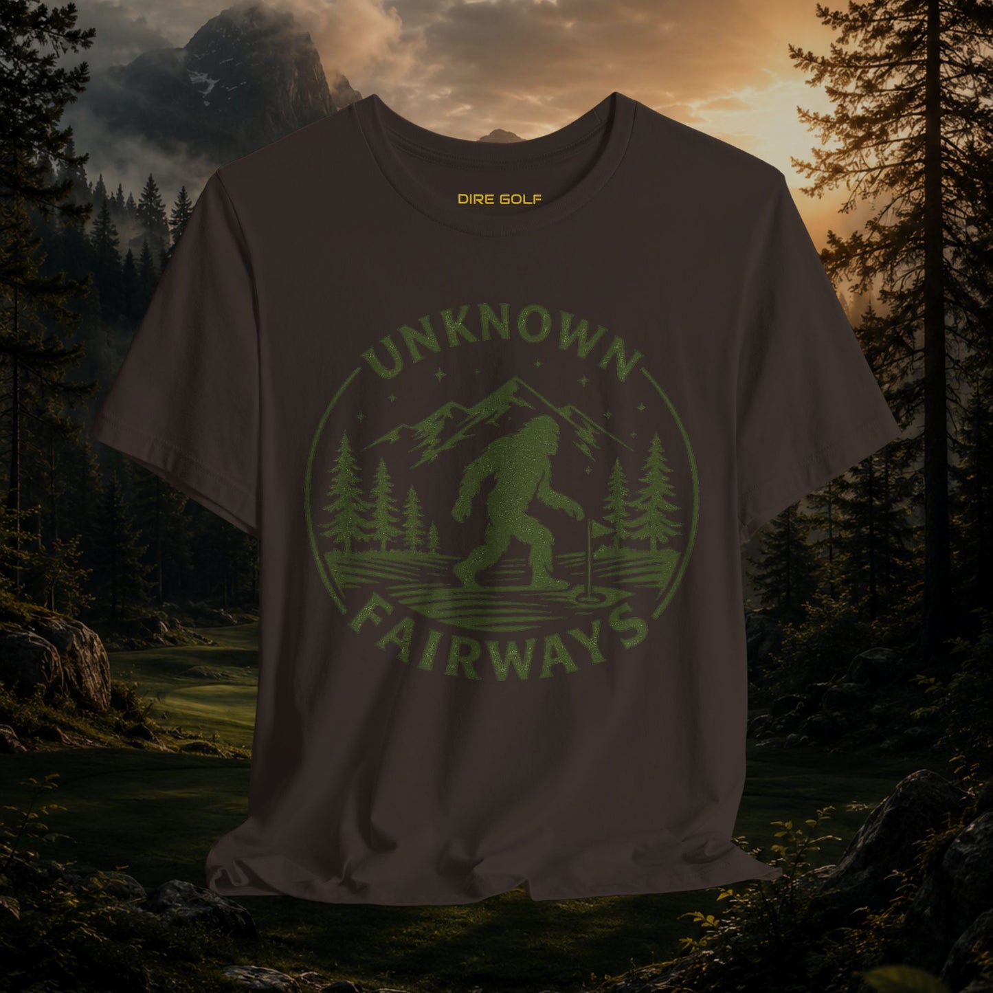 Unknown Fairways Bigfoot T‑Shirt — Outdoor Mystery Course Tee