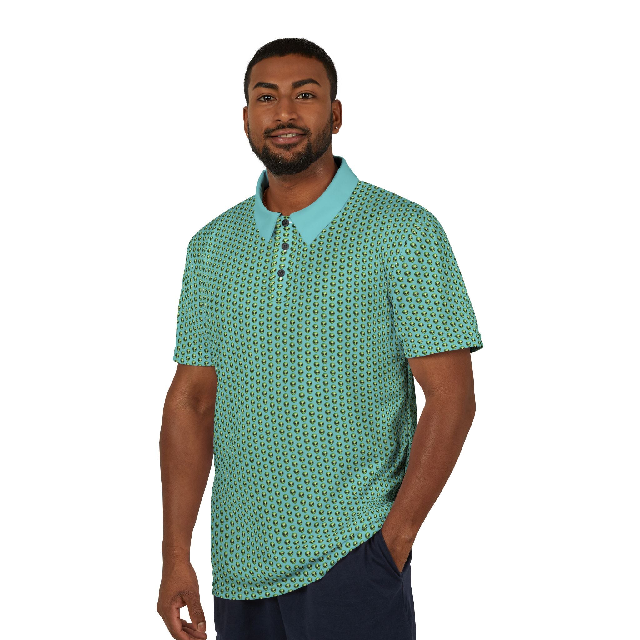 Into The Unknown Alien Golf Polo Shirt Green/Teal